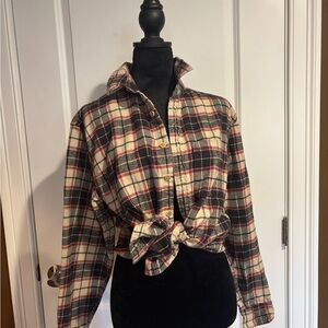 Abercrombie & Fitch Red and Black Flannel Shirt